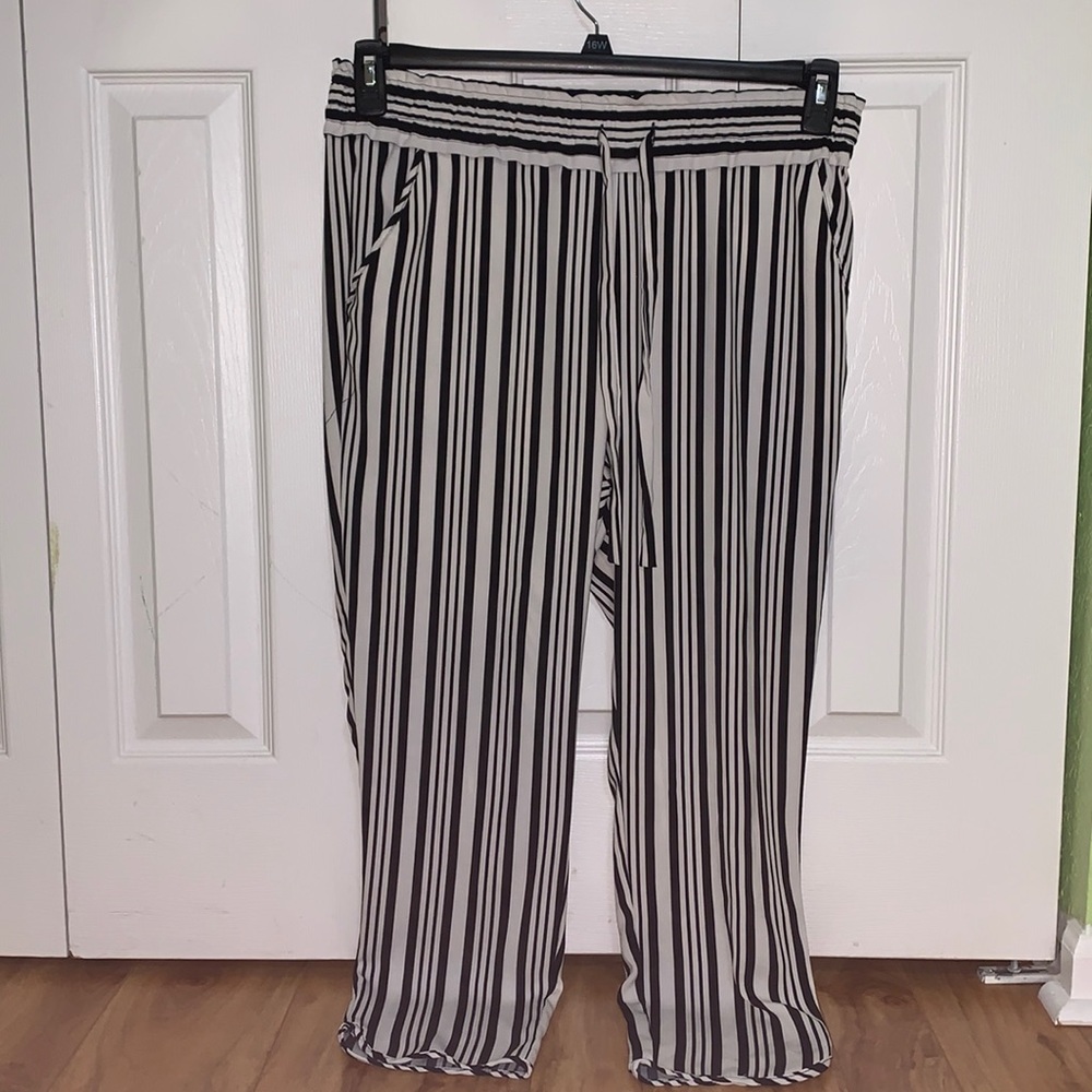 ZARA black and white stripe stretchy pants